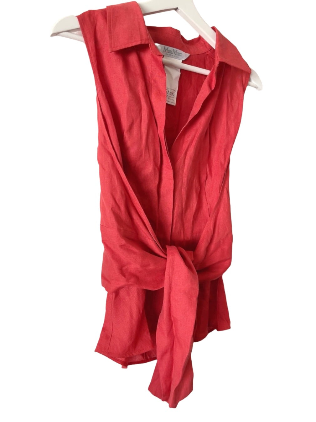 Max Mara vintage red linen sleeve less shirts tank top