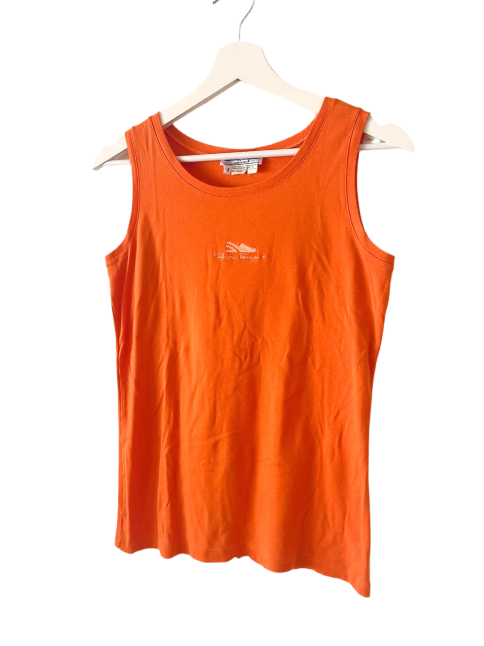 Salvatore Ferragamo shoe embroidery orange tank top