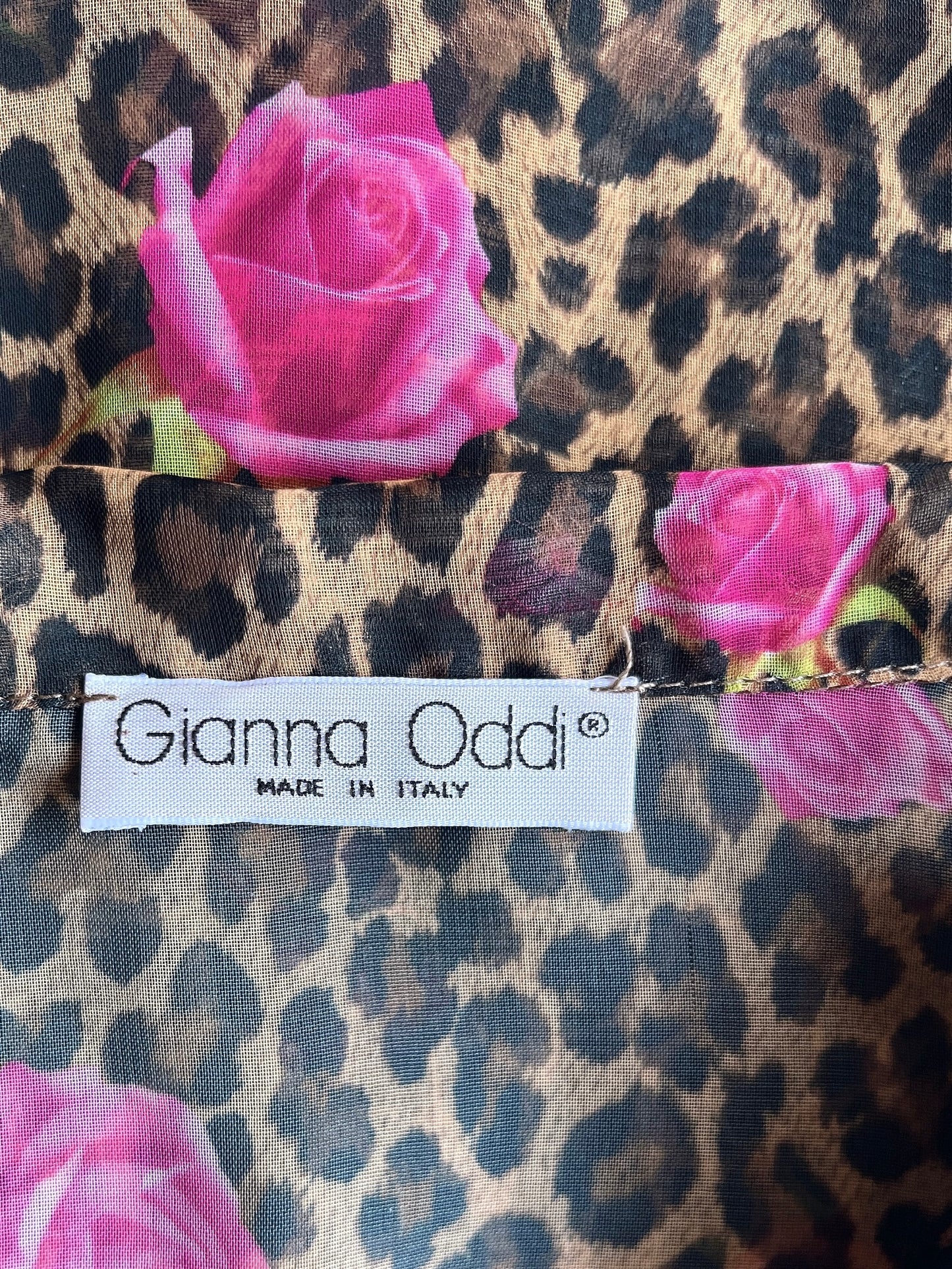 Italy made leopard × rose shirt