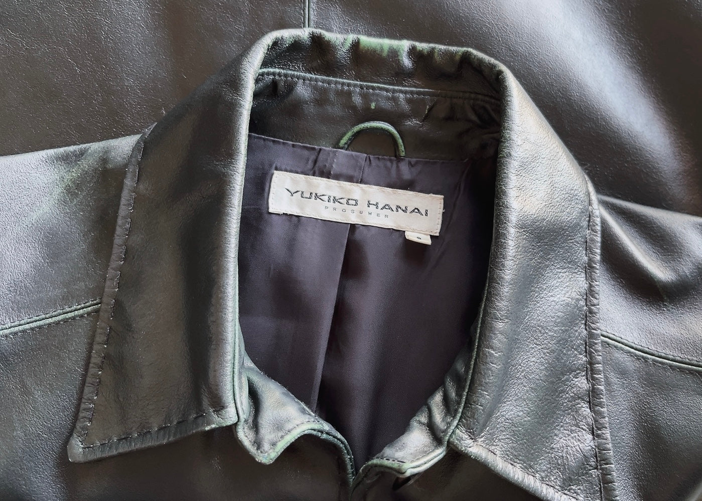 YOKIKO HANAI dark green leather jacket