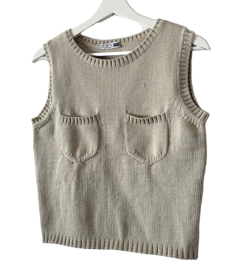 vintage gray knit vest tank top