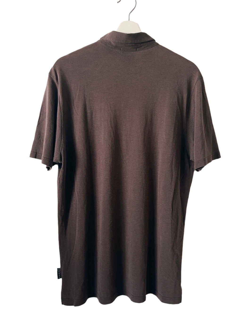 old GUCCI dark brown zip-up polo shirt