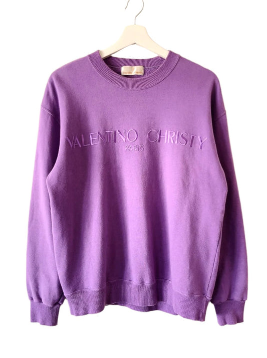 80's vintage logo embroidery purple sweatshirt