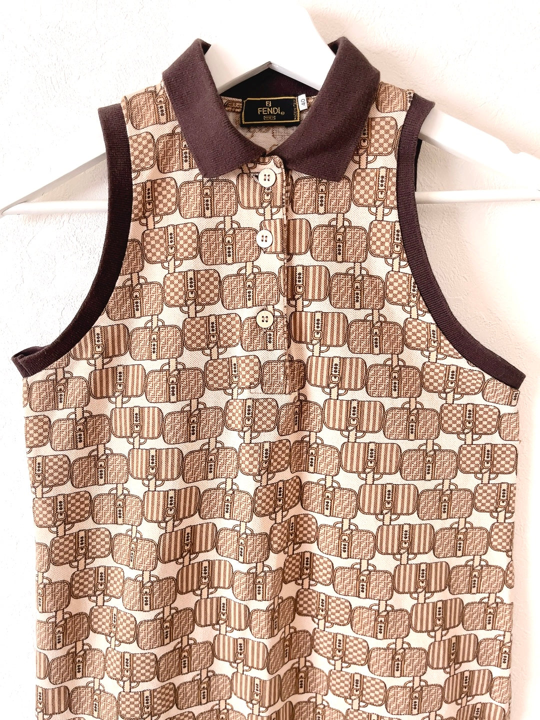 FENDI vintage bag pattern polo tank top