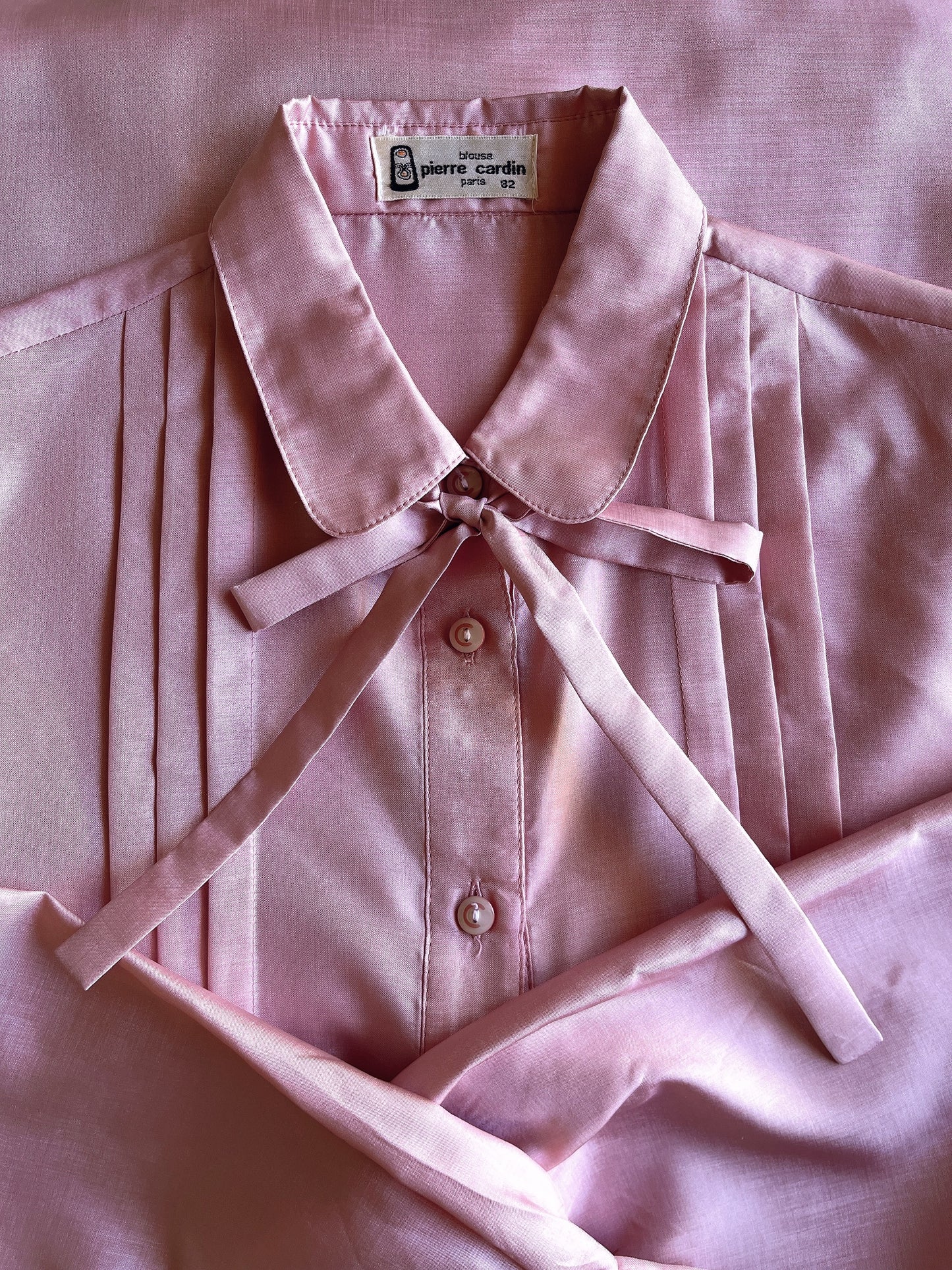 Pierre Balmain pink ribbon blouse