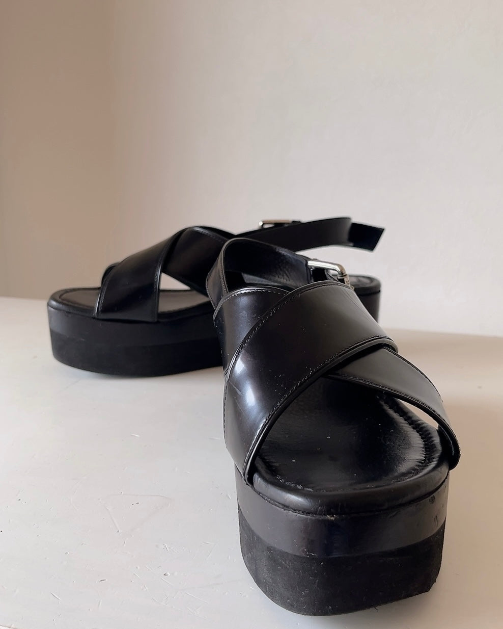 Max Mara black leather sandals