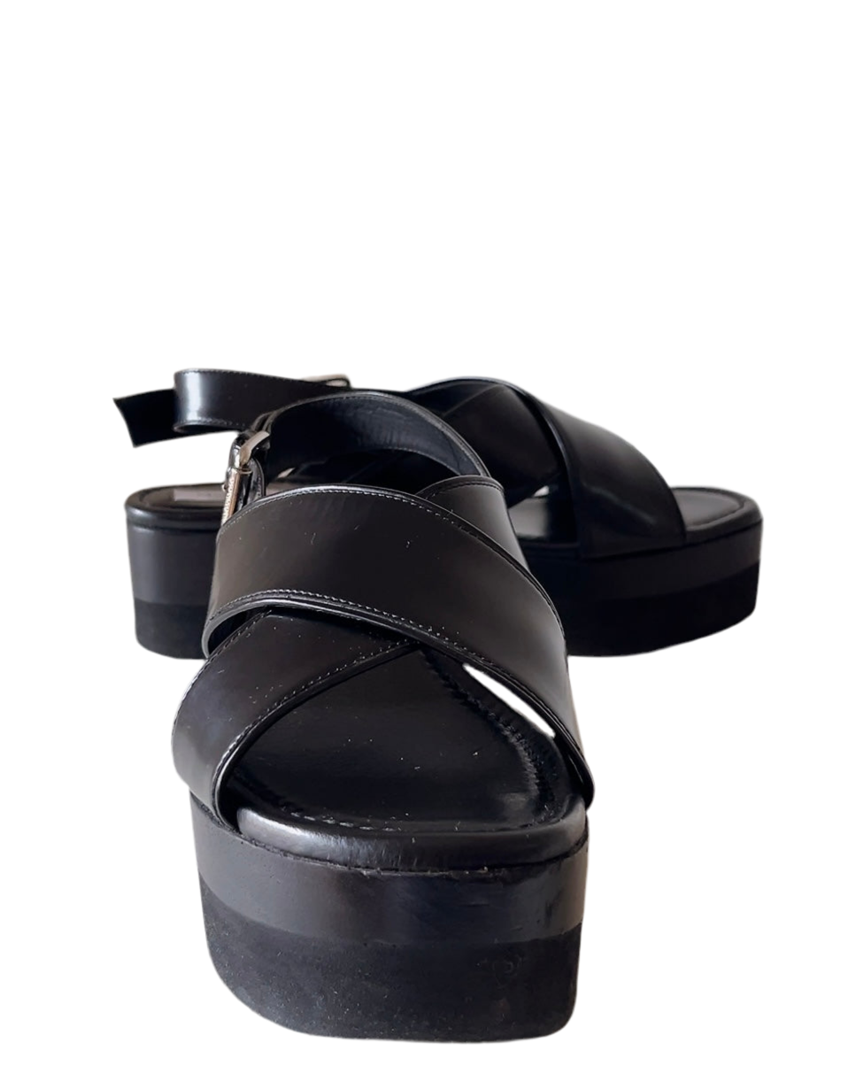 Max Mara black leather sandals