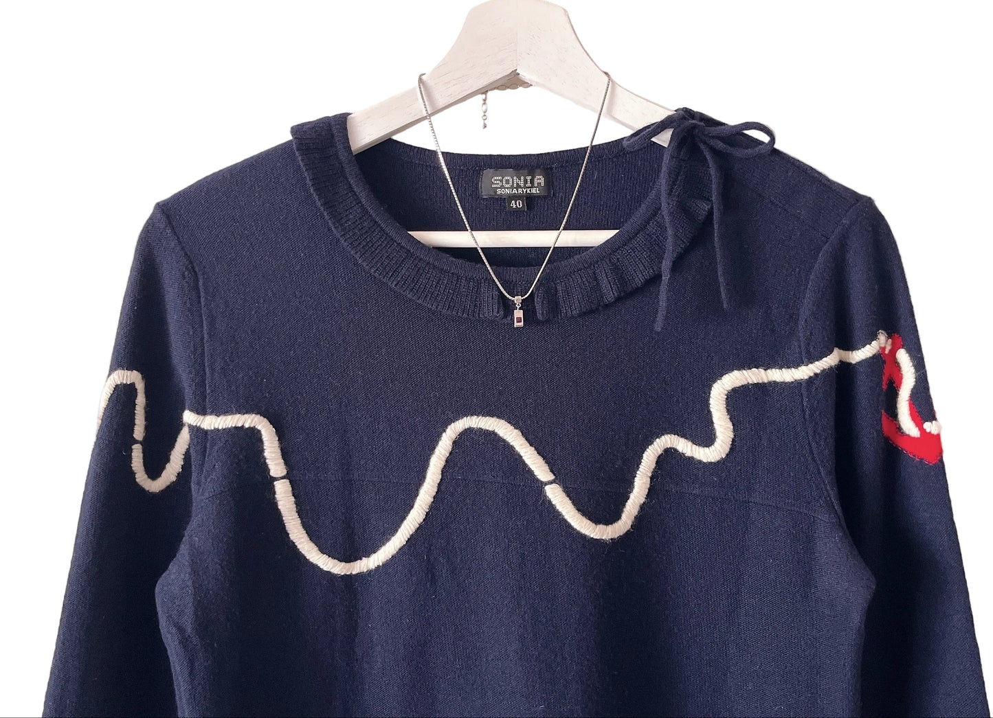 Sonia Rykiel embroidery navy sweater