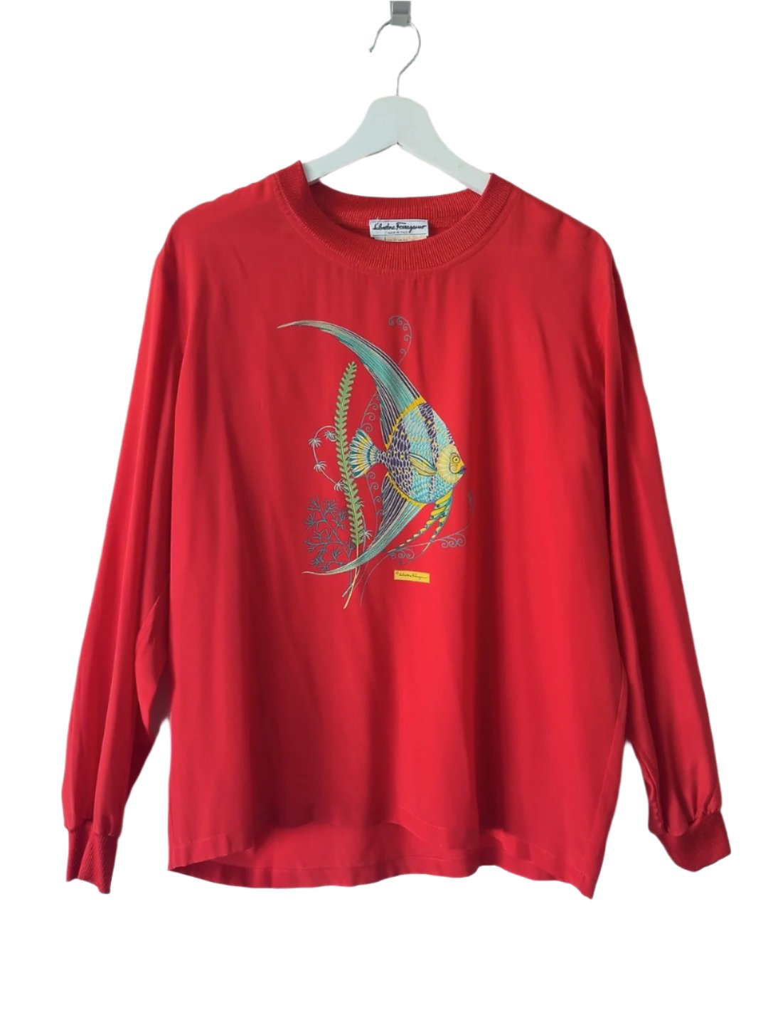 Salvatore Ferragamo fish motif silk top