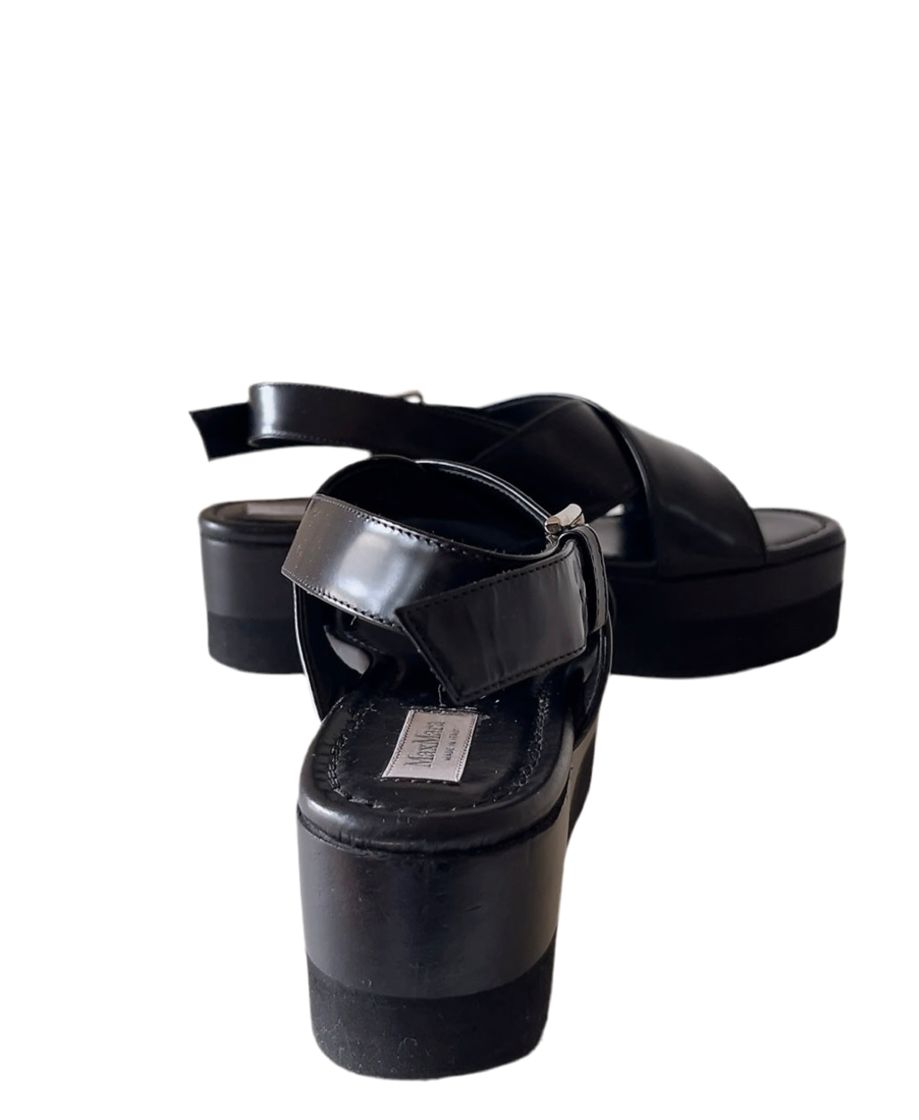 Max Mara black leather sandals
