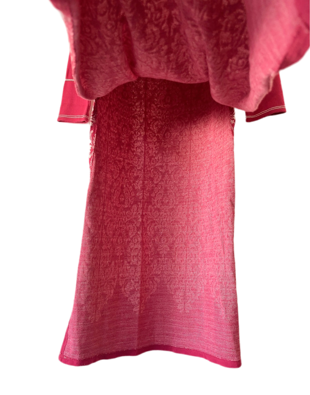 Pink × white side slit long one-onepiece