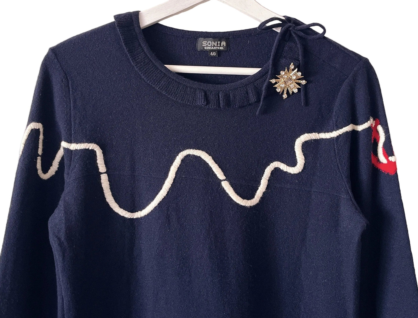 Sonia Rykiel embroidery navy sweater