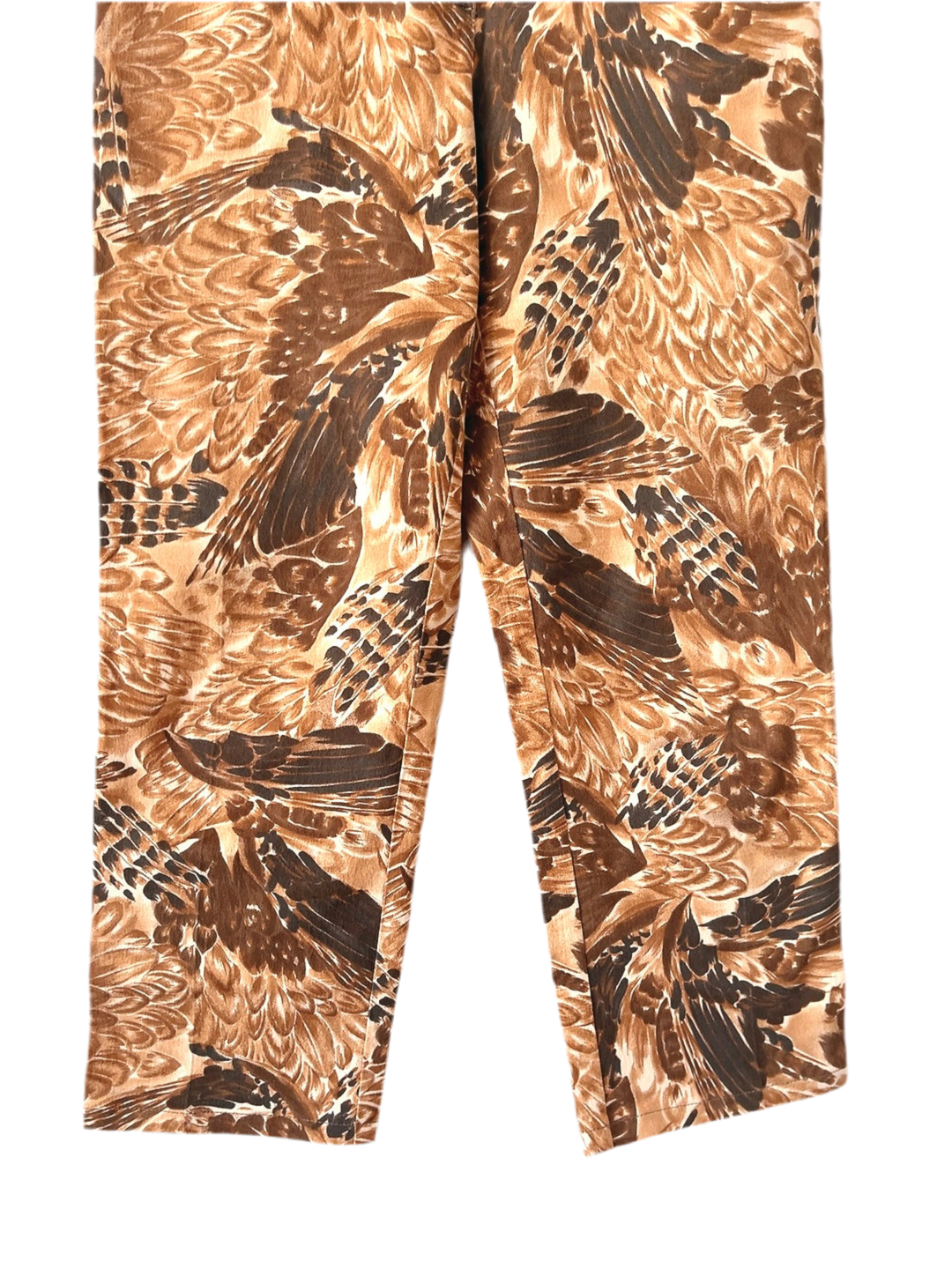 Feathers motif high waist denim pants