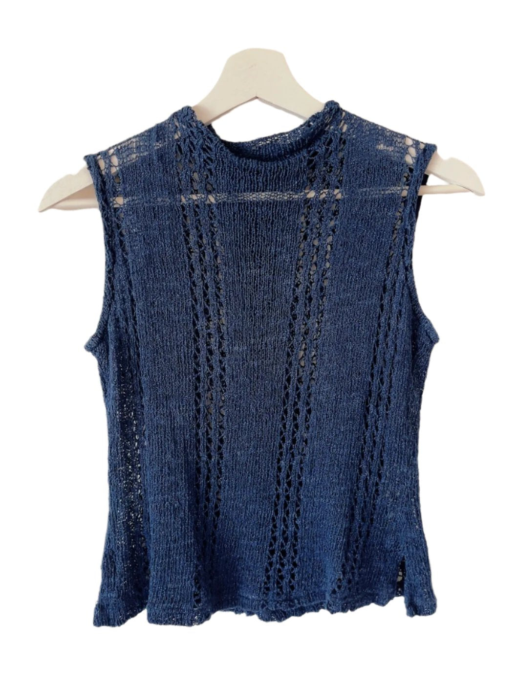 vintage linen navy knit tank top