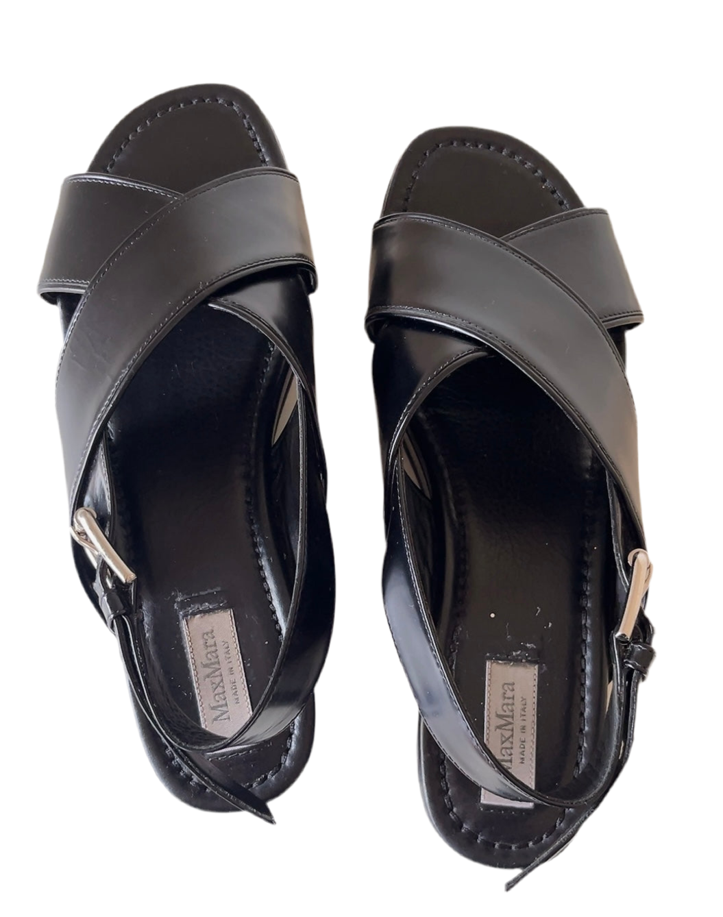 Max Mara black leather sandals