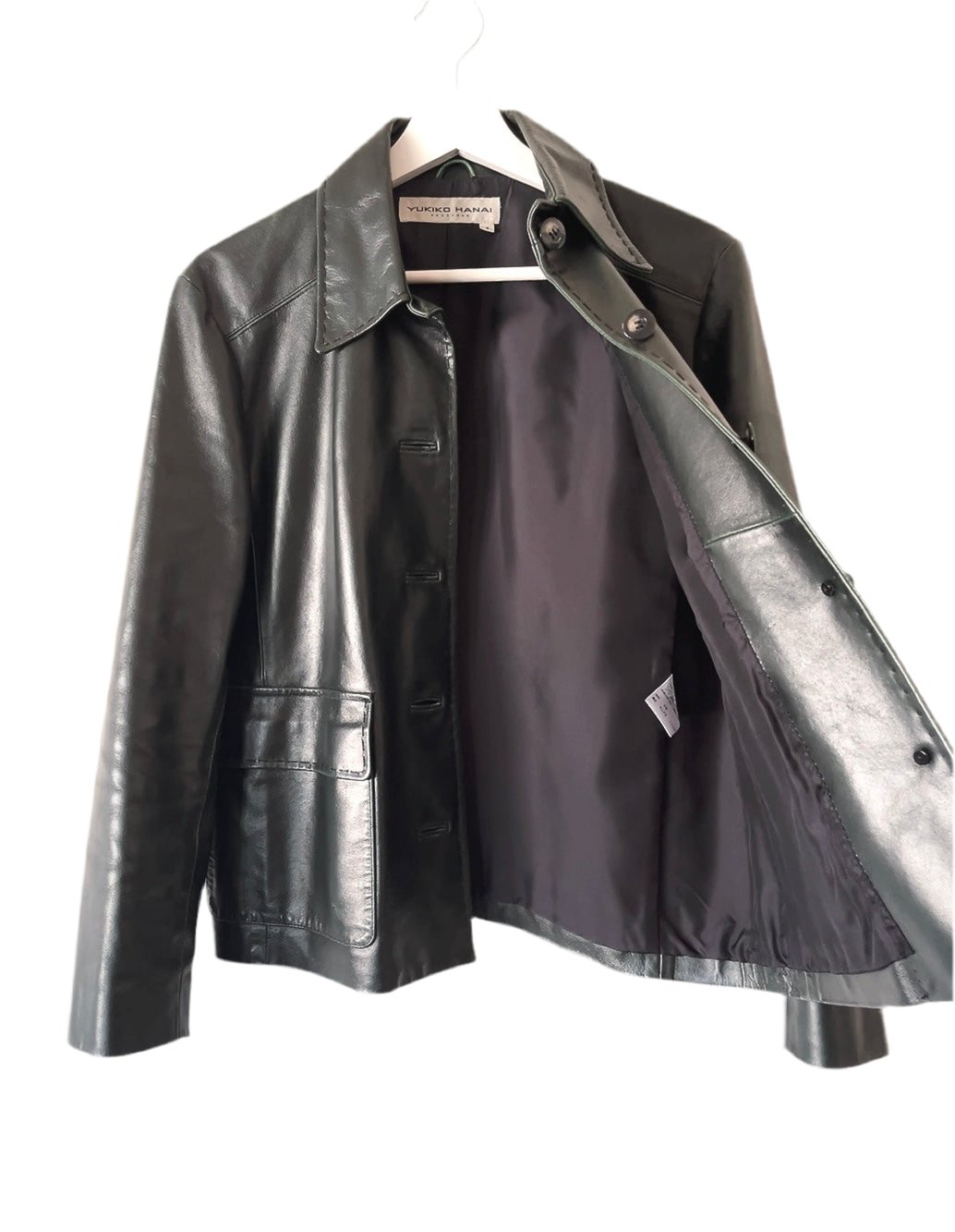 YOKIKO HANAI dark green leather jacket