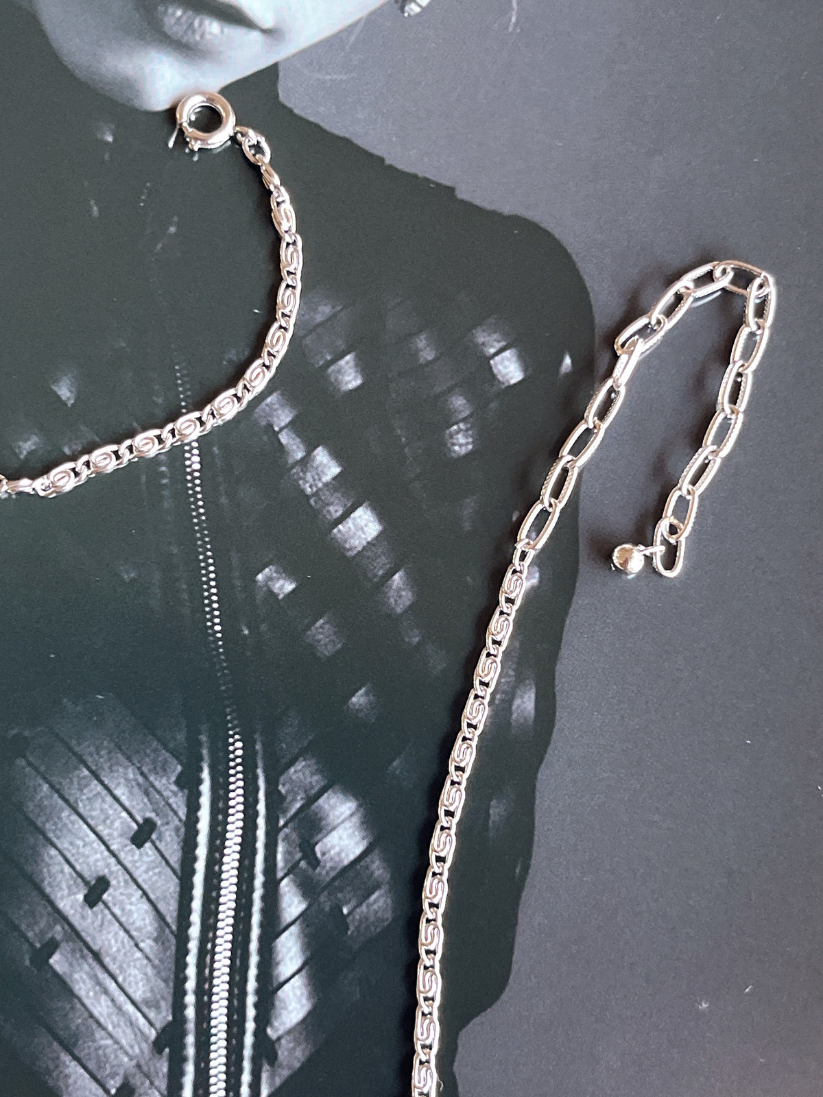 vintage silver tone layered necklace