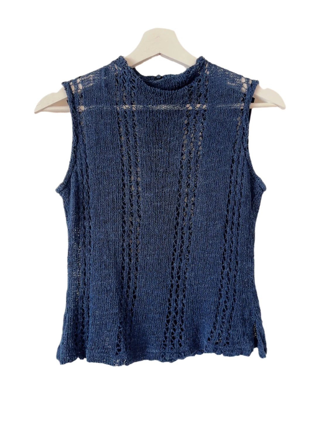vintage linen navy knit tank top
