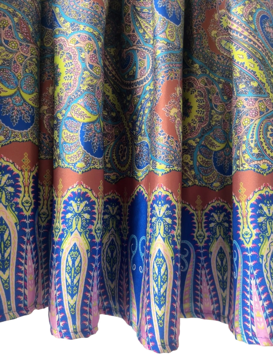 Italy made paisley long flare skirt