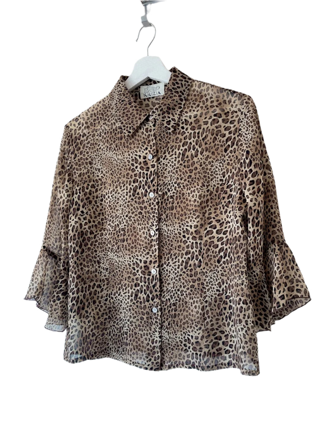 KRIZIA leopard see-though blouse