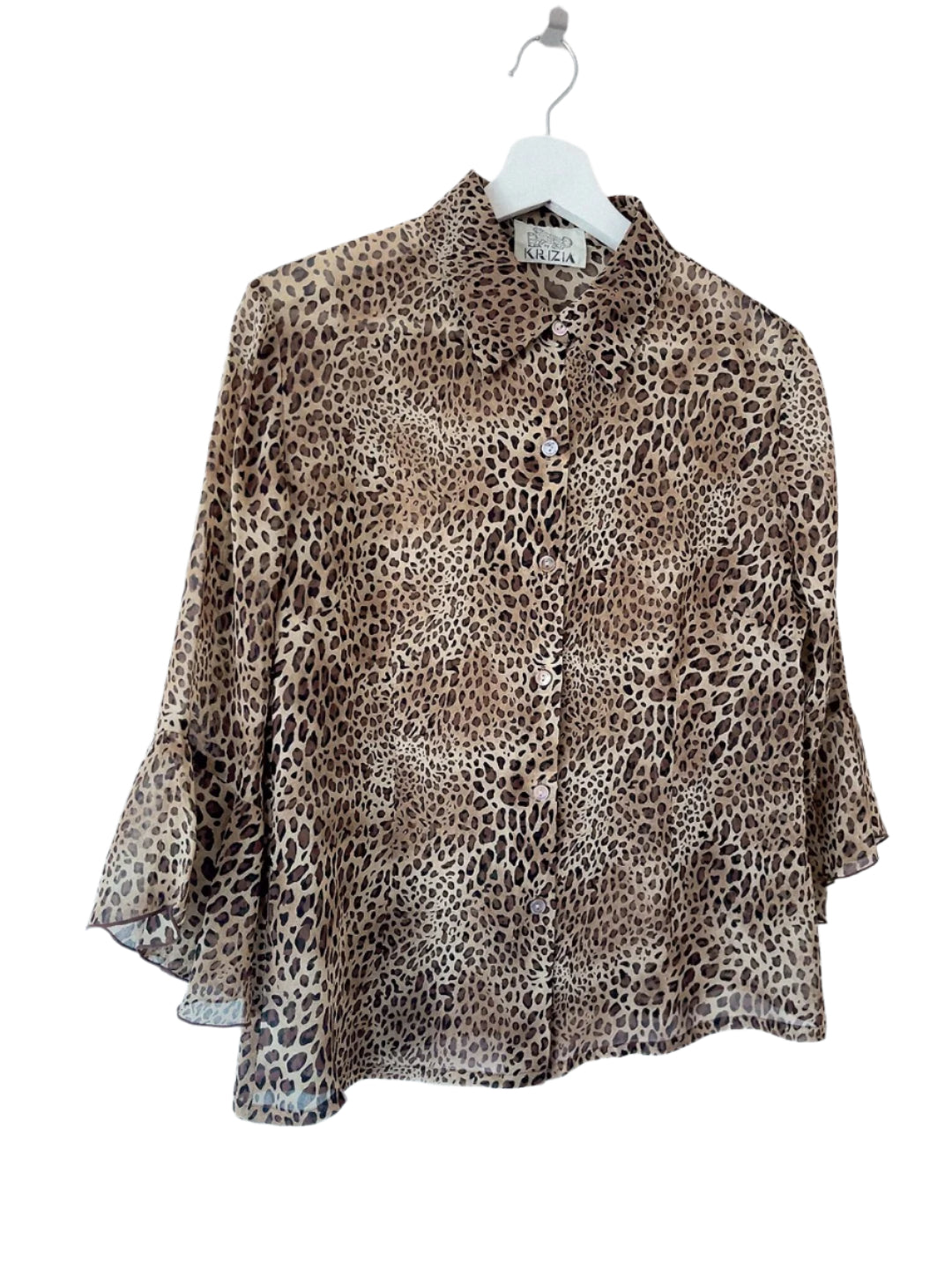 KRIZIA leopard see-though blouse