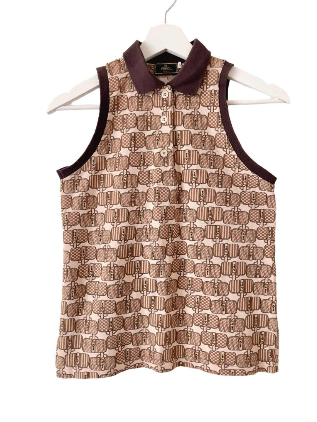 FENDI vintage bag pattern polo tank top