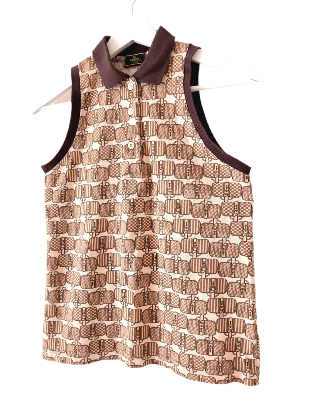 FENDI vintage bag pattern polo tank top