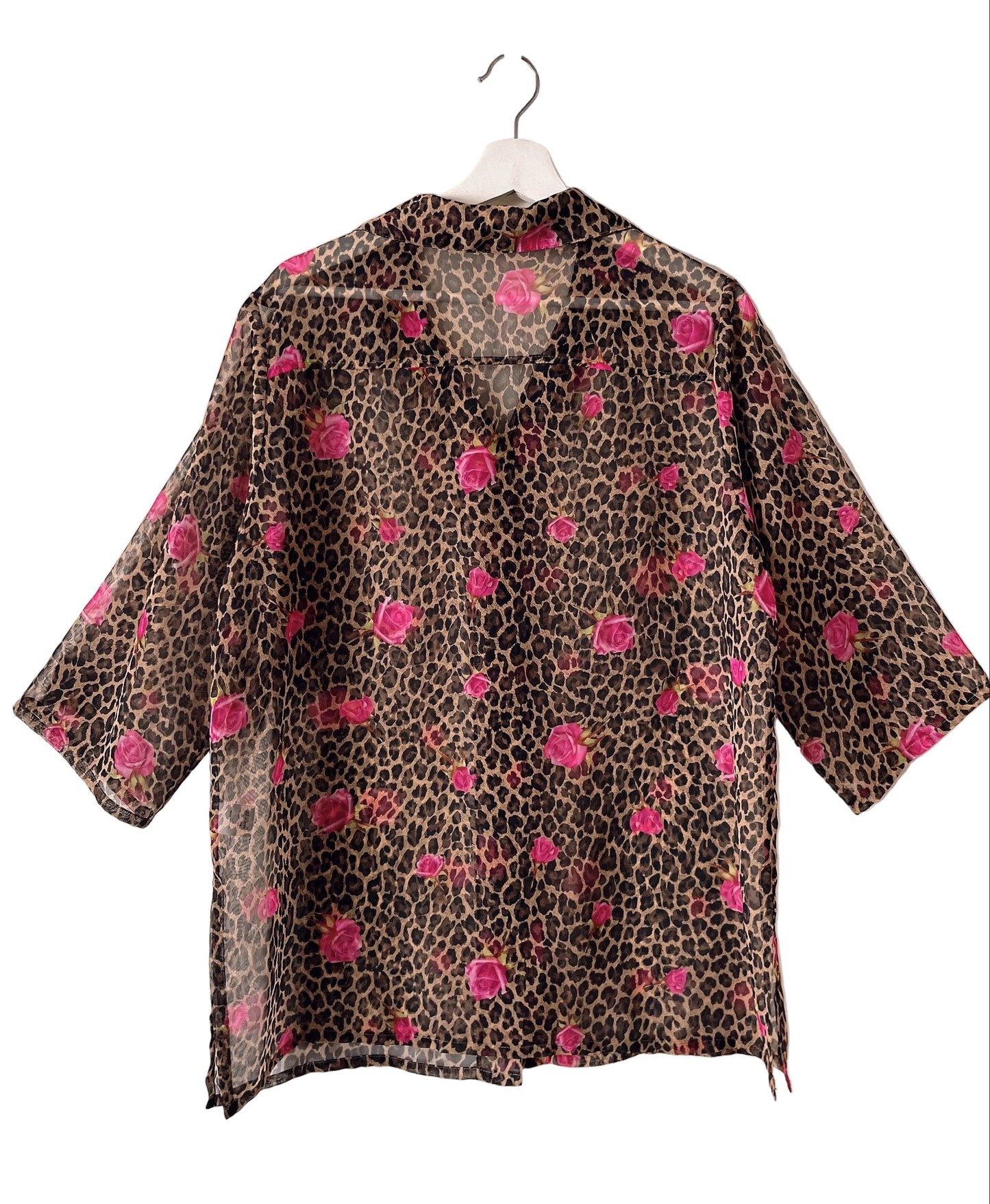 Italy made leopard × rose shirt