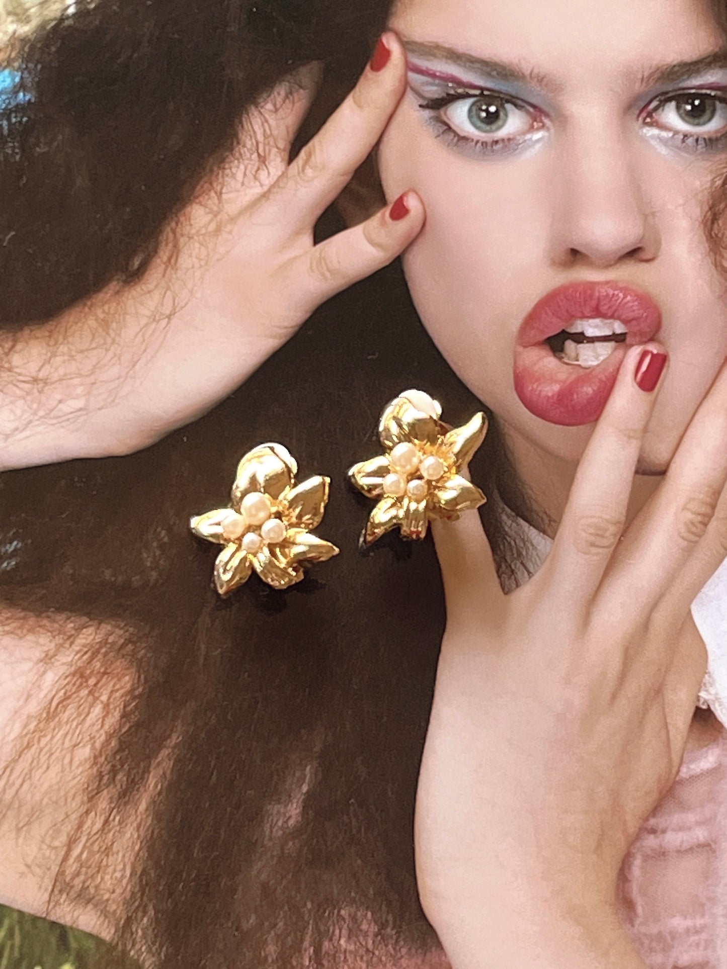 vintage pearl flower earrings