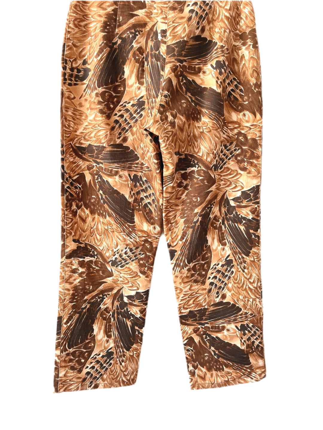 Feathers motif high waist denim pants