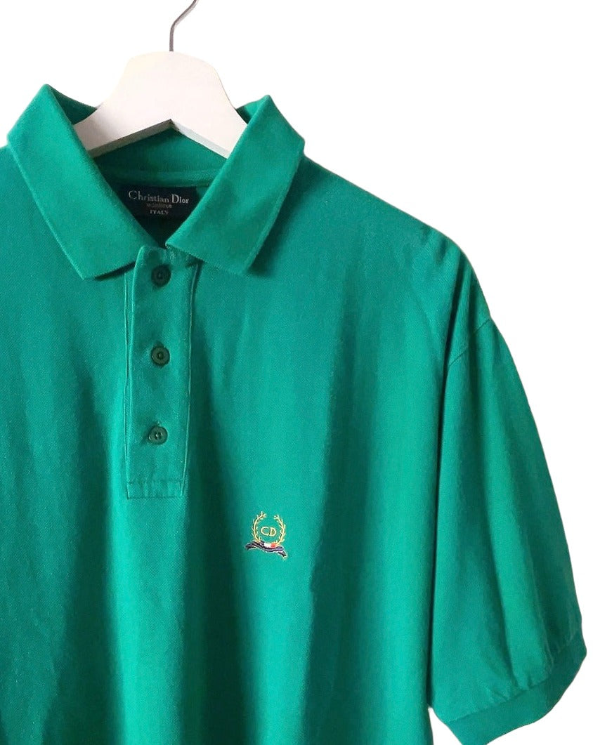 Christian Dior 80s vintage green polo shirt