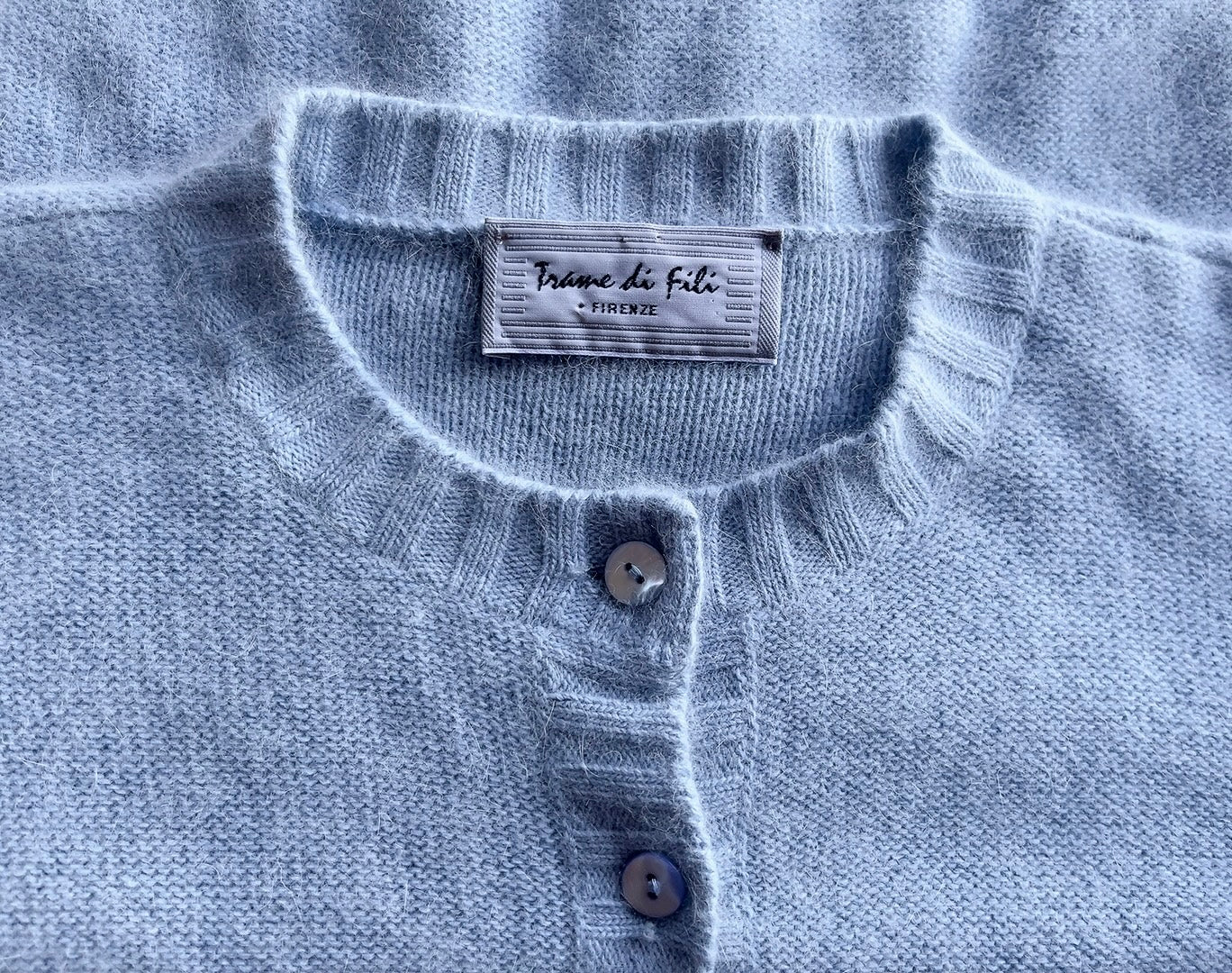Italy made sky blue Angora mix cardigan