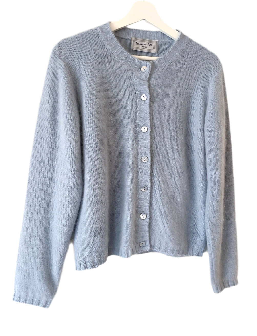 Italy made sky blue Angora mix cardigan