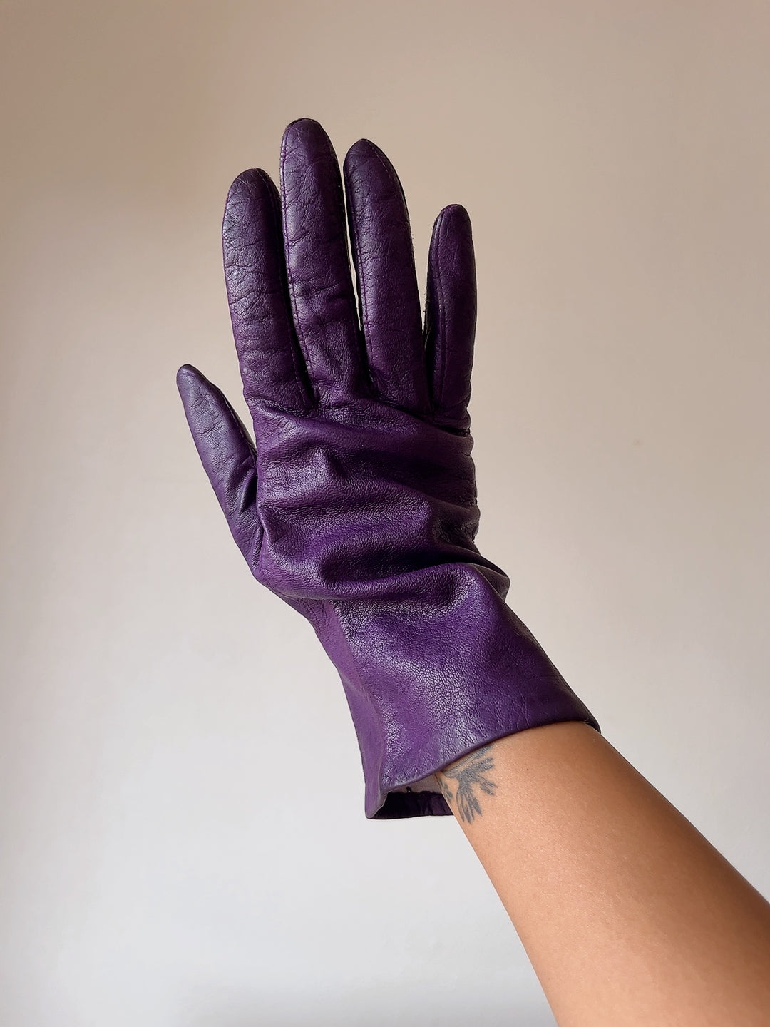 vintage purple leather gloves