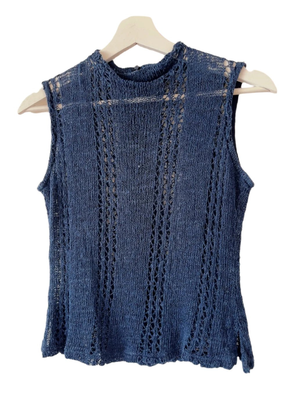 vintage linen navy knit tank top