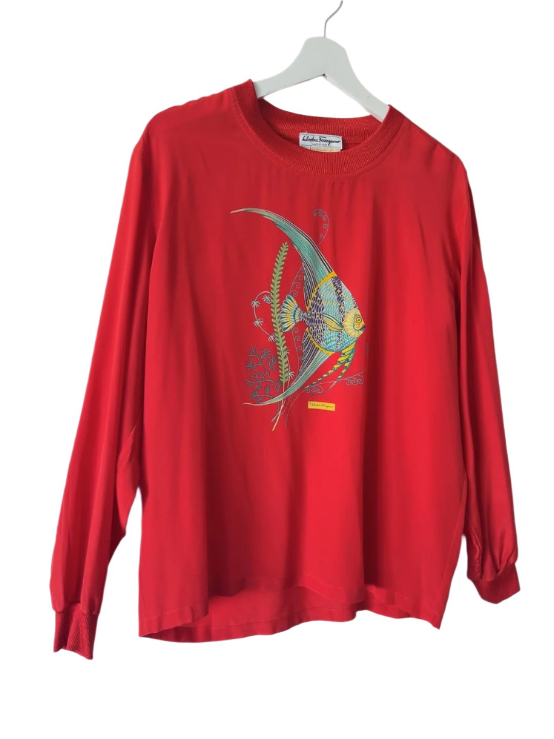 Salvatore Ferragamo fish motif silk top