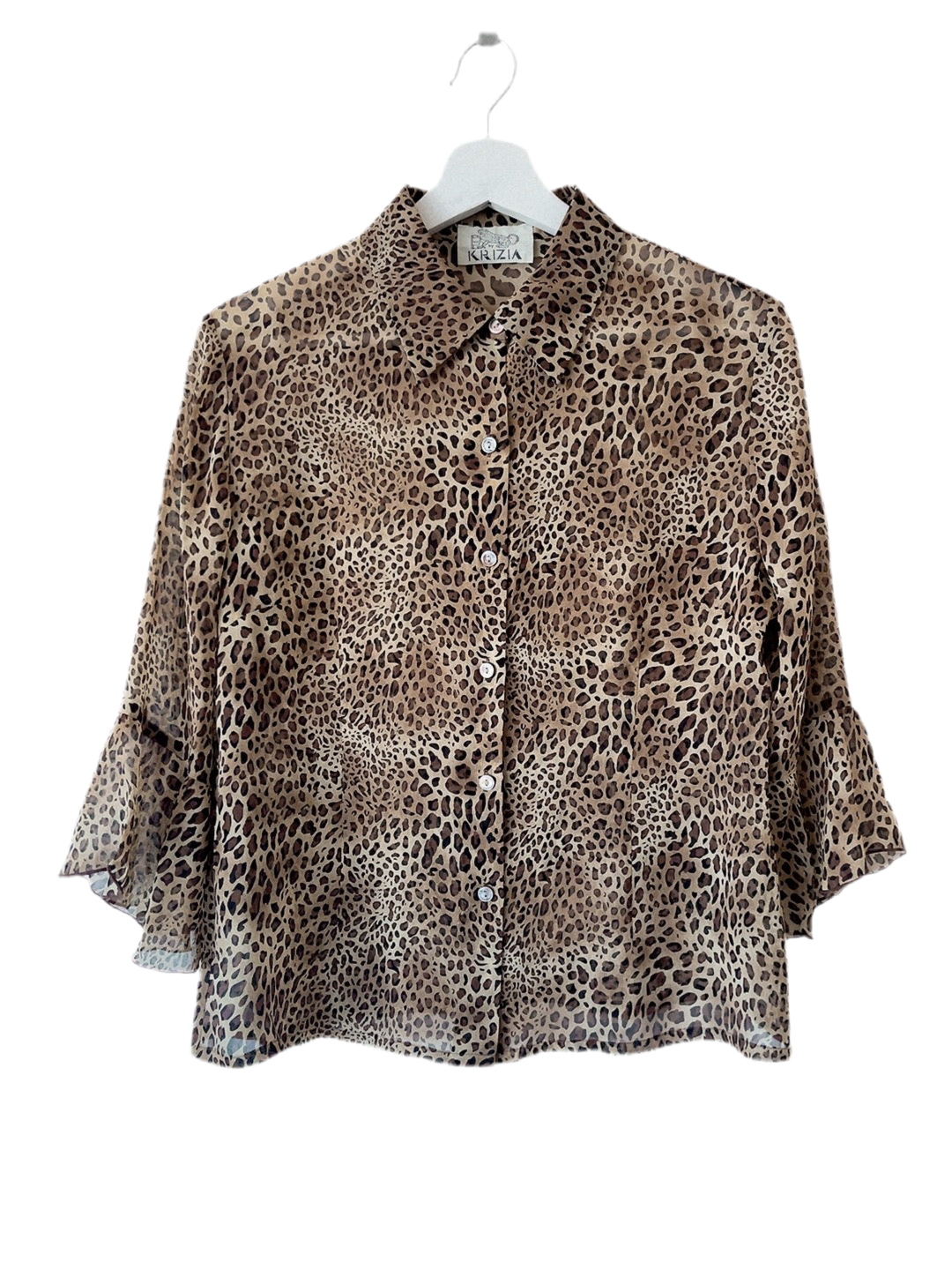 KRIZIA leopard see-though blouse
