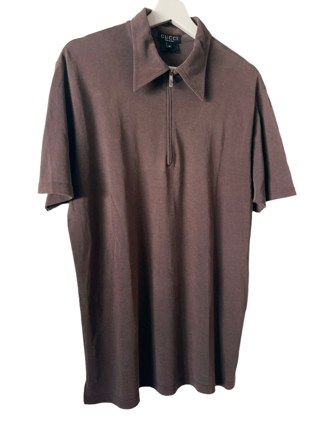 old GUCCI dark brown zip-up polo shirt