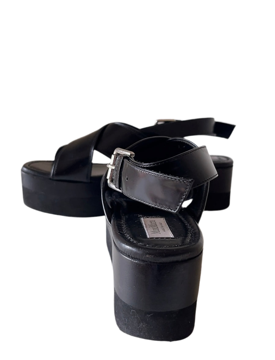 Max Mara black leather sandals