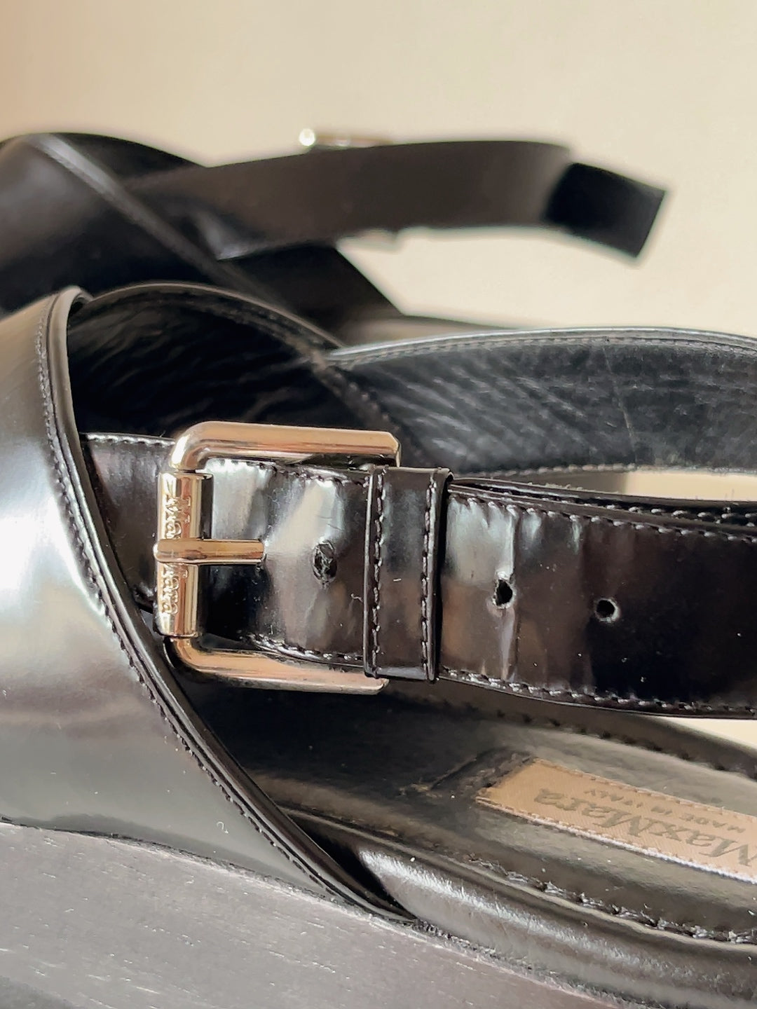 Max Mara black leather sandals