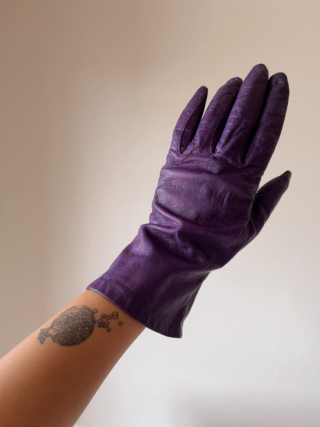 vintage purple leather gloves