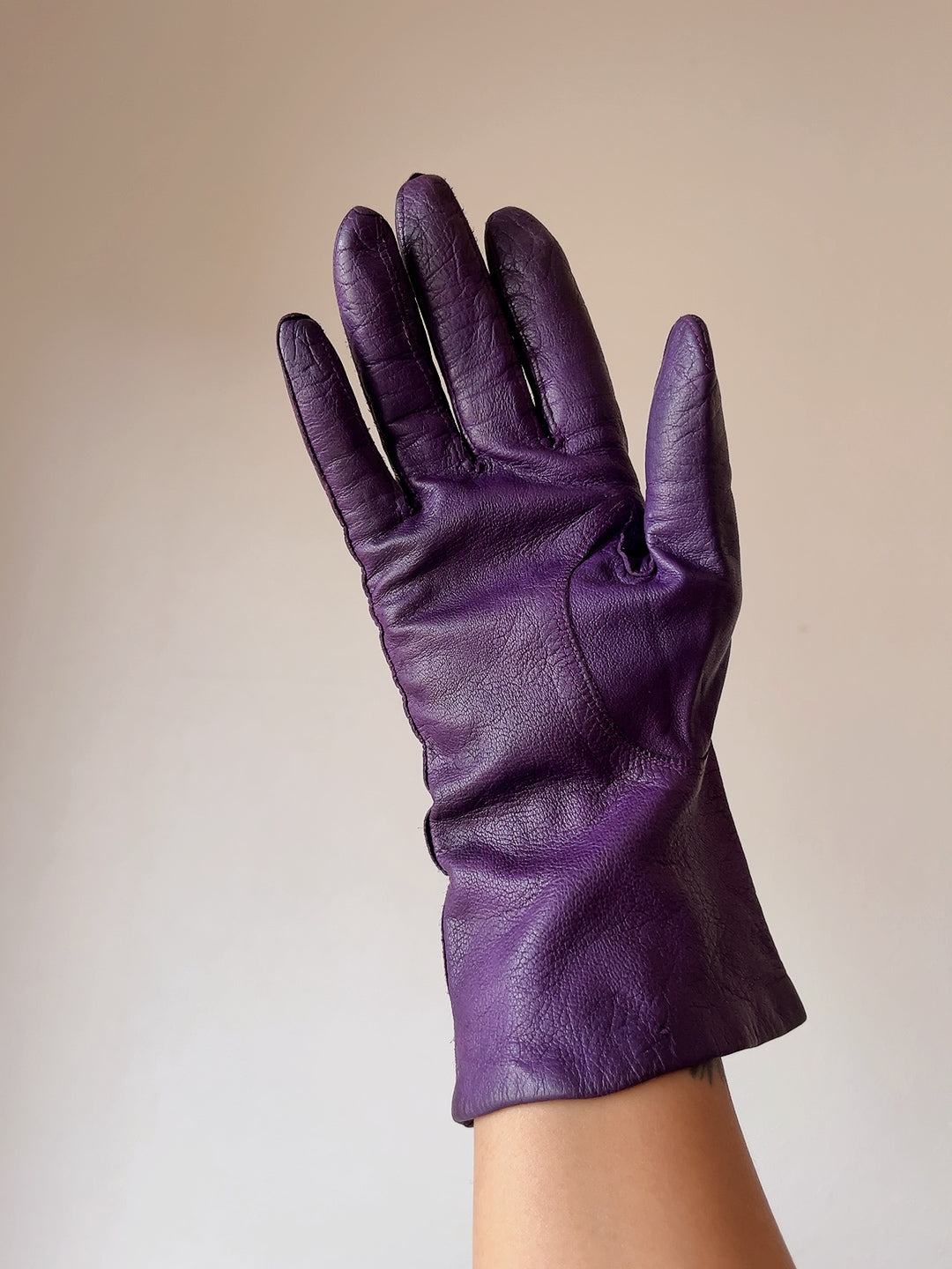 vintage purple leather gloves