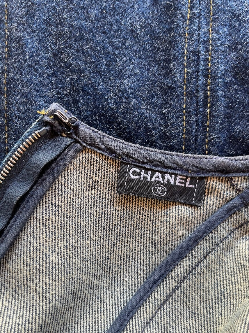 Chanel vintage denim one piece dress