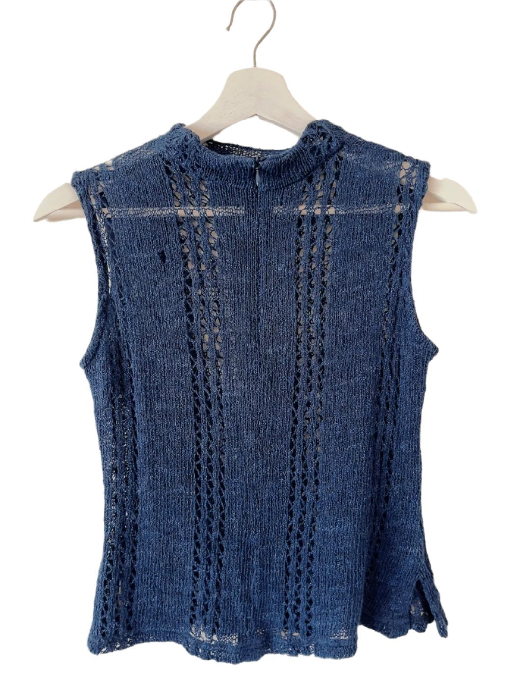 vintage linen navy knit tank top