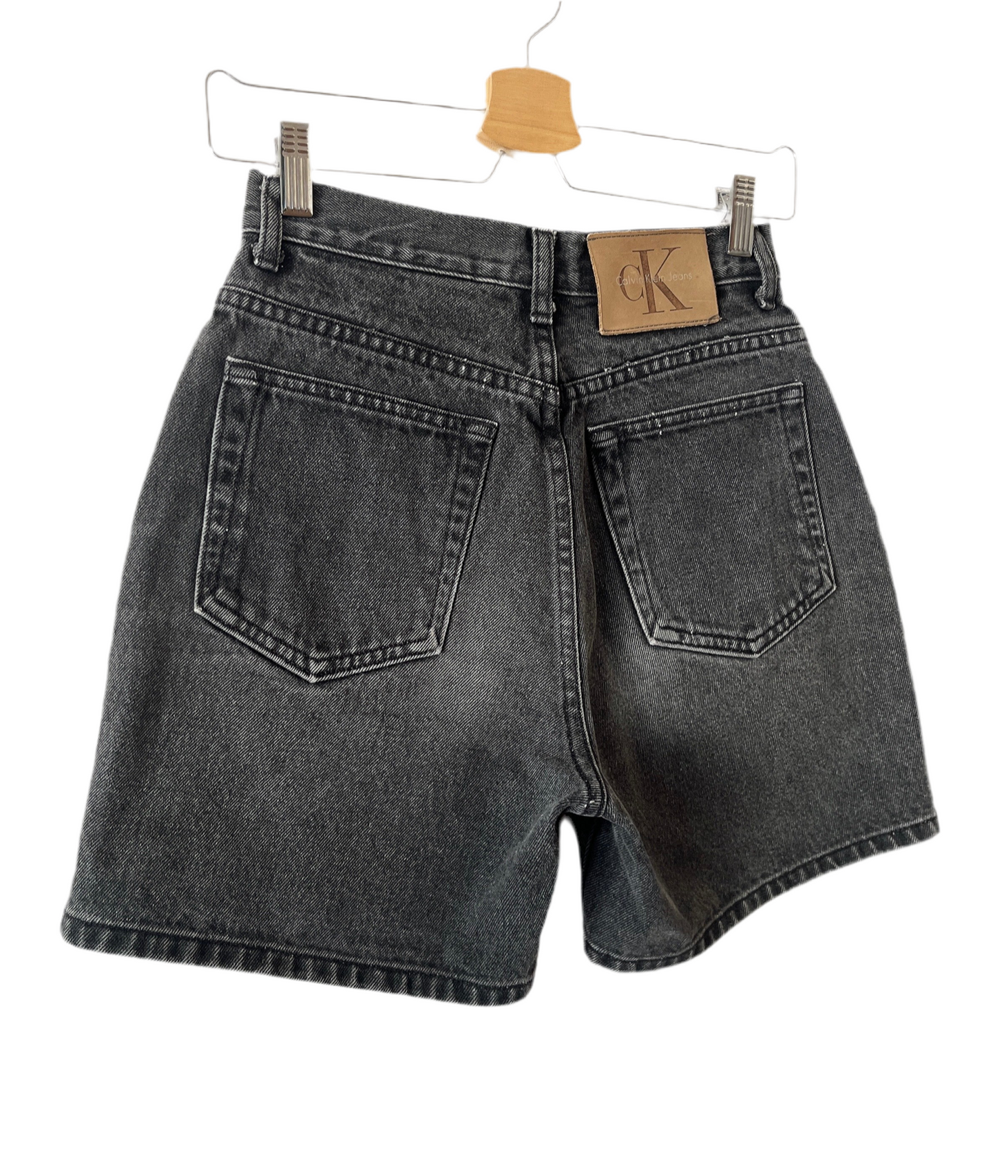 CK black denim shorts