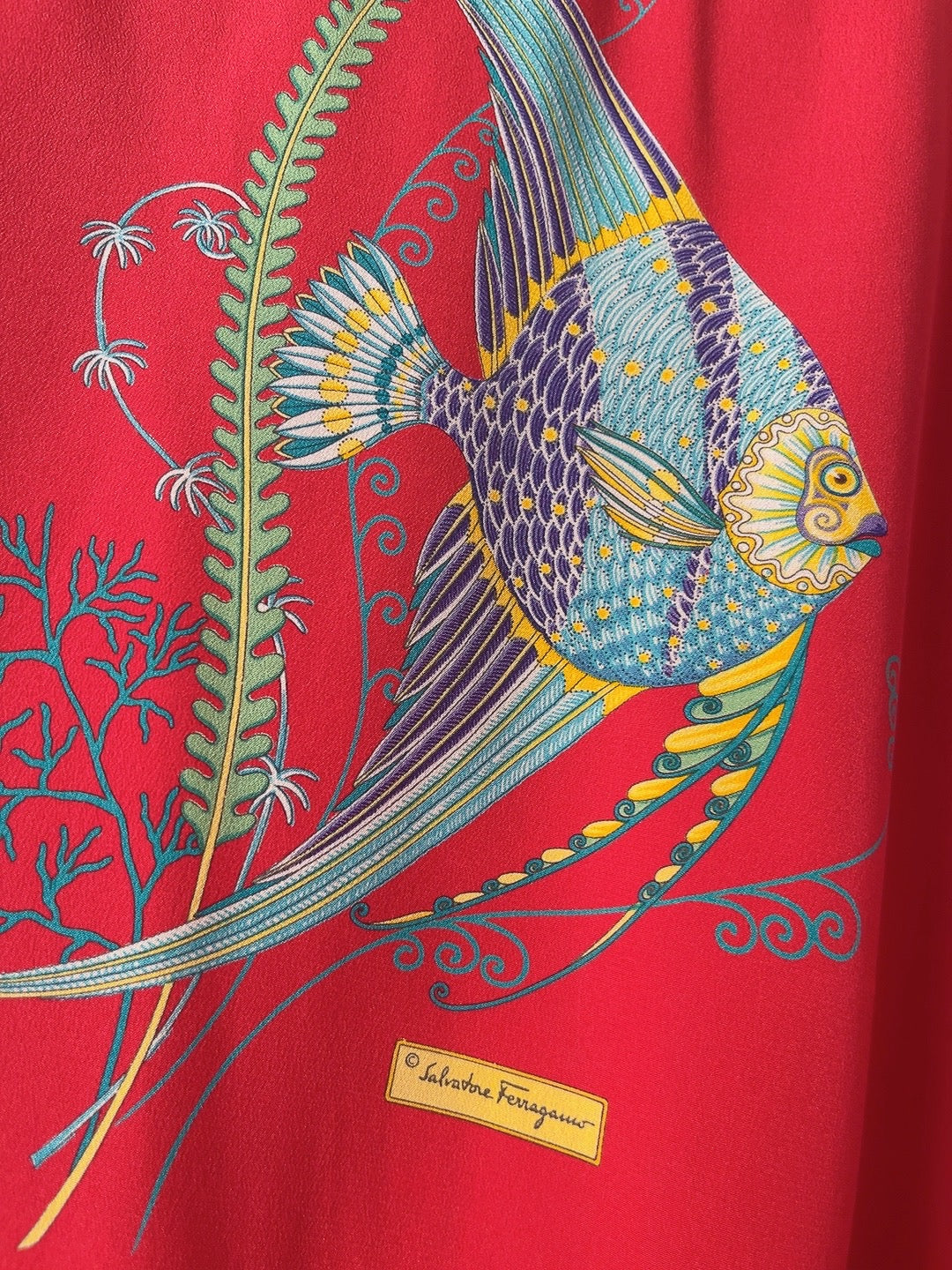 Salvatore Ferragamo fish motif silk top
