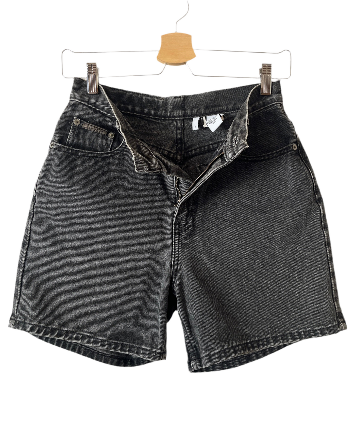 CK black denim shorts