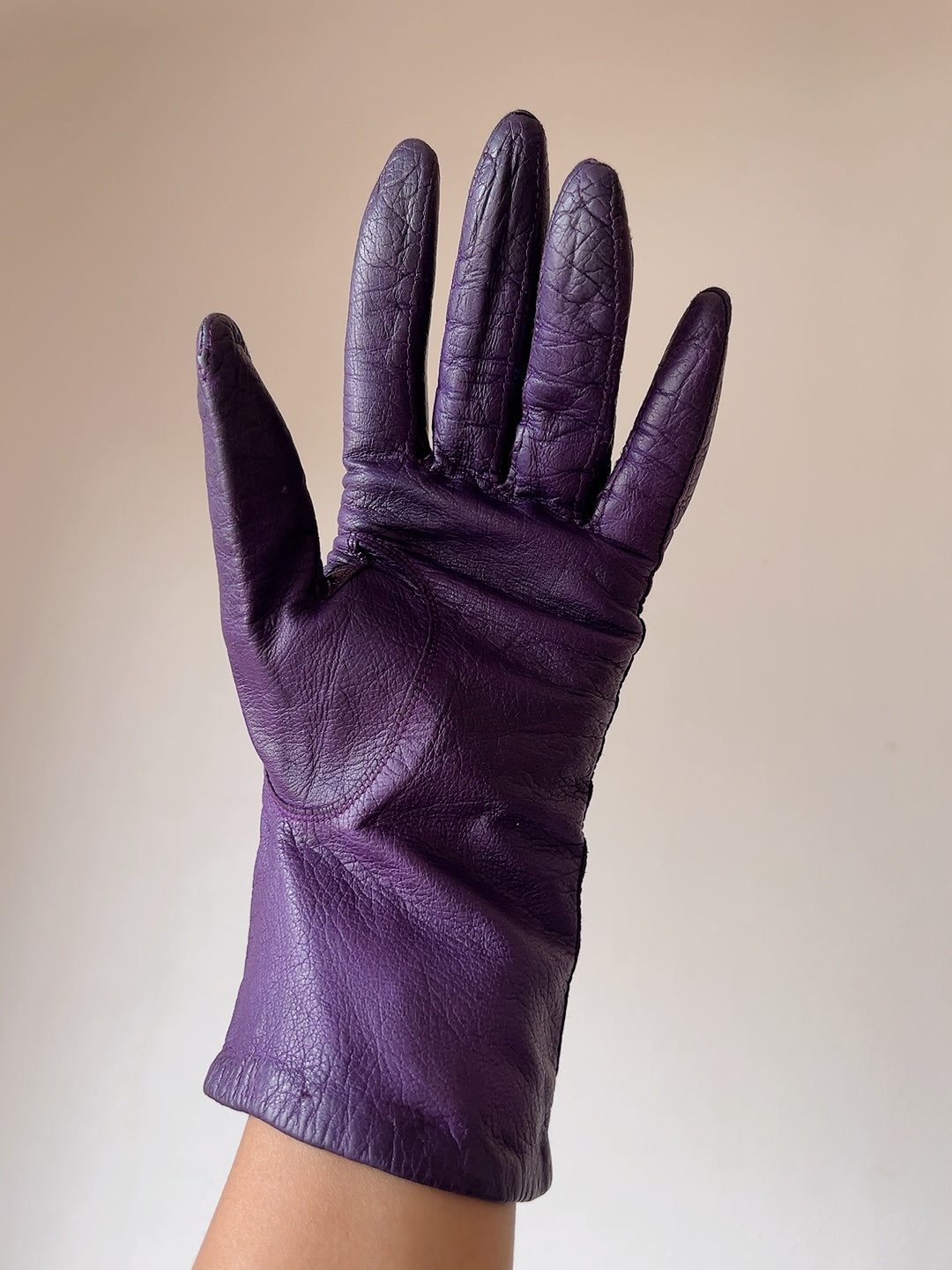 vintage purple leather gloves
