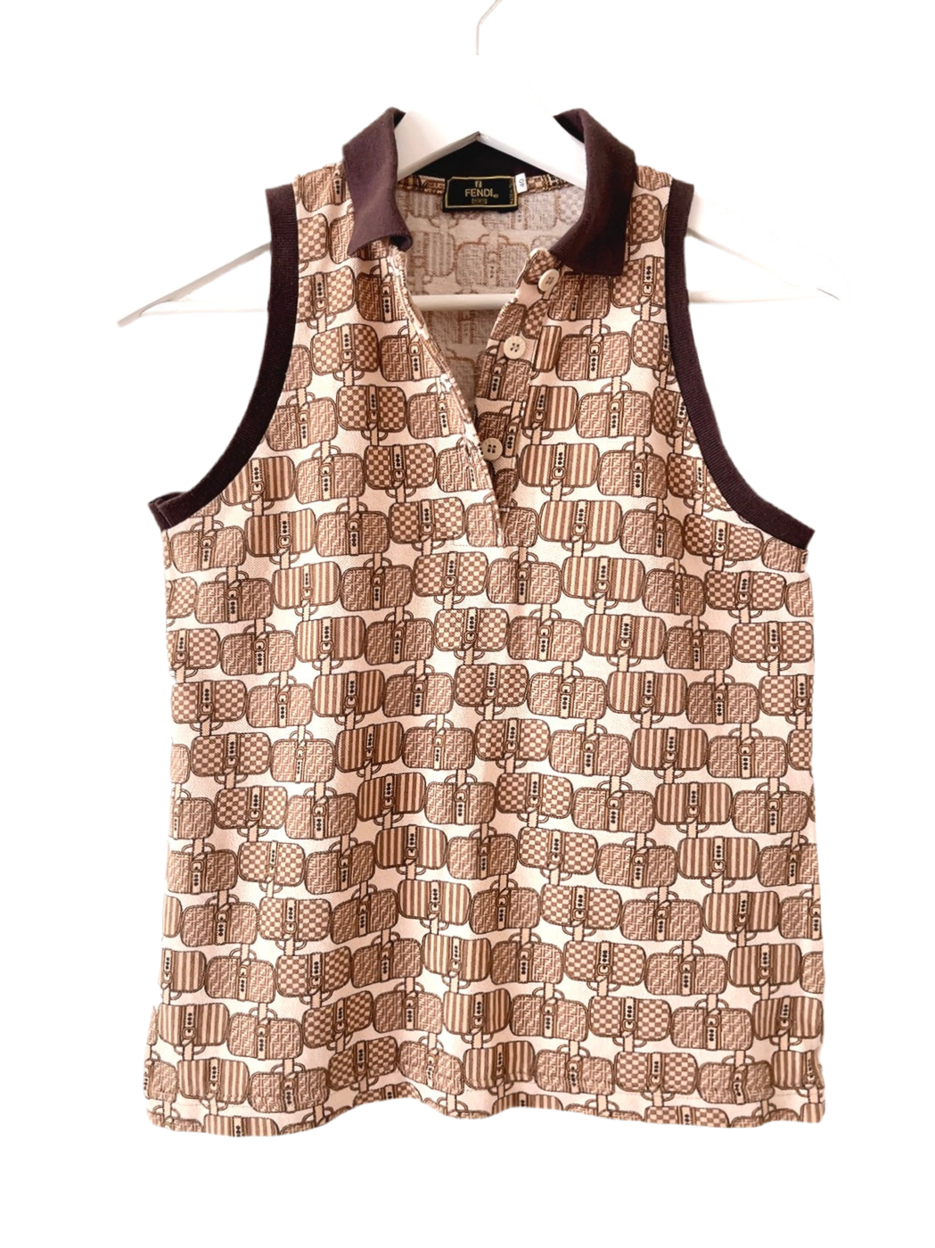 FENDI vintage bag pattern polo tank top