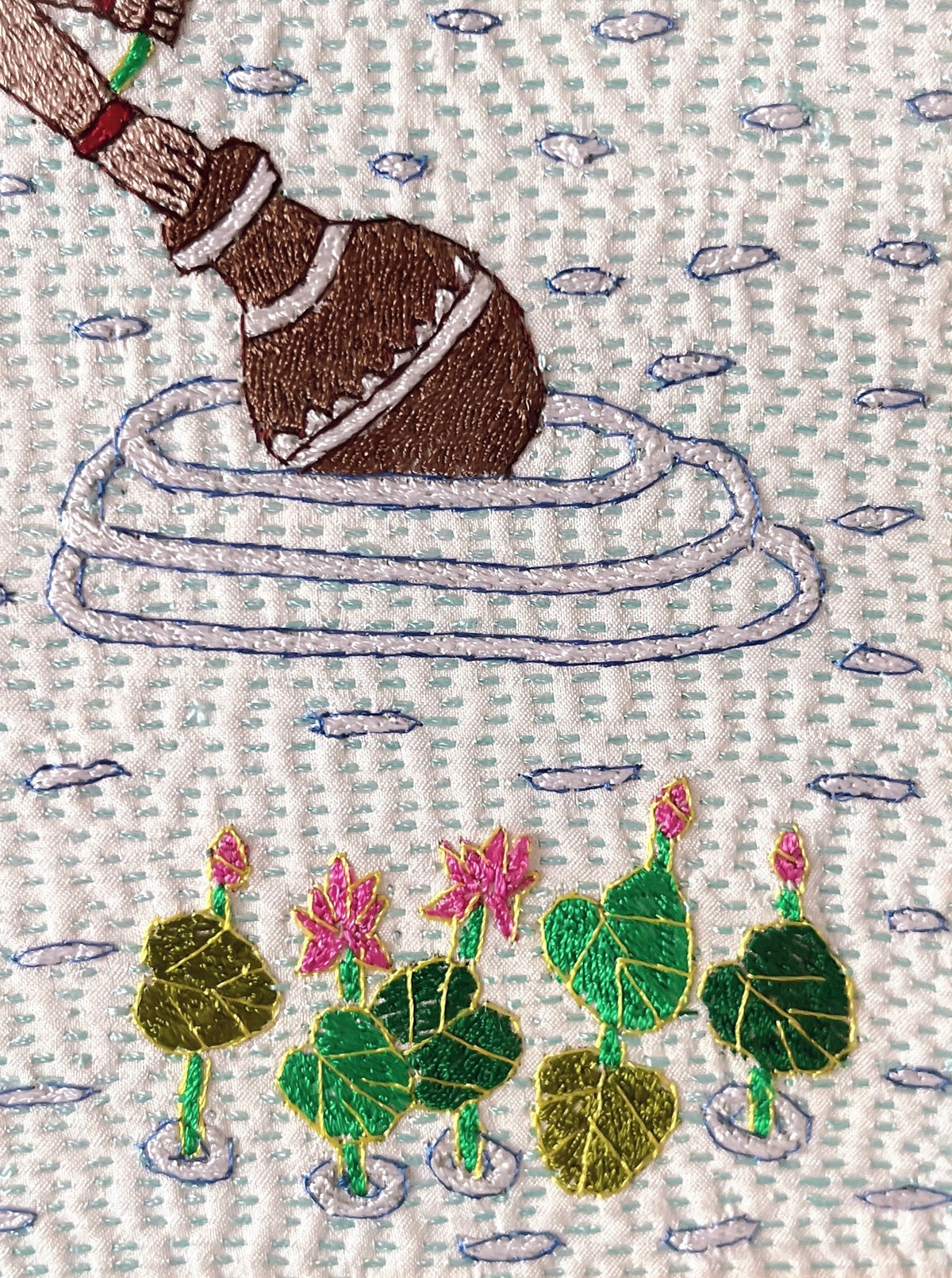 「 Women 」Hand embroidered textile wooden frame